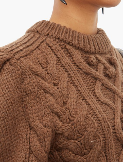 ISABEL MARANT Milford Brown Merino Wool Cableknit Crewneck Knit Sweater 34/2/0