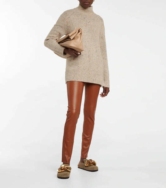 JOSEPH NWT $1168 Brown Camel Tan Leather Slim Leg Skinny Pant Leggings 36/4