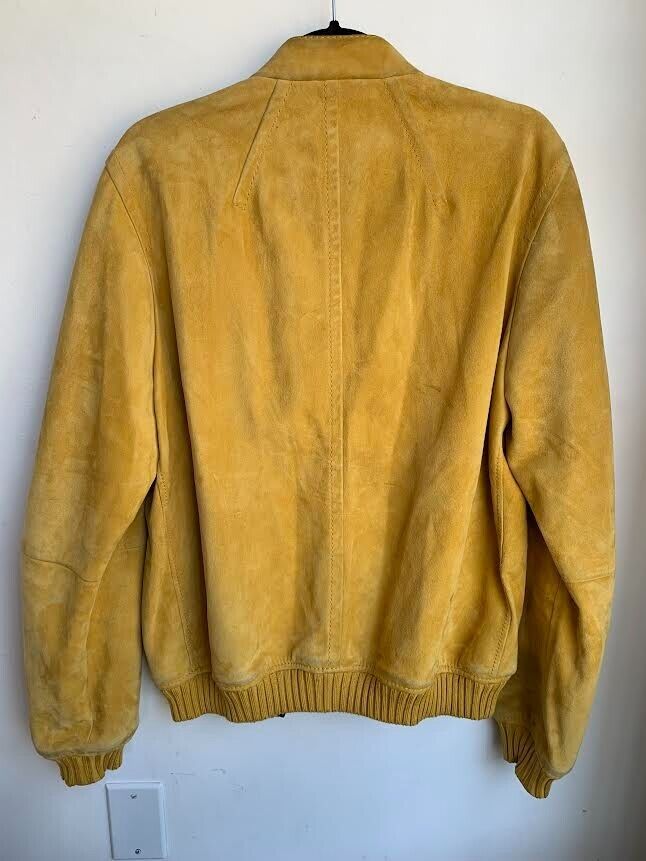 GUCCI Flight/Bomb Men's Vintage Yellow Suede/Leather Bomber Jacket 50