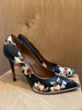 GIVENCHY Black Multi Floral Print Leather Pointed Metal Cap Toe Stiletto Pump 38
