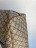 GUCCI Blind For Love GG Supreme Brown Leather Flower Embroidered Tote Bag Purse