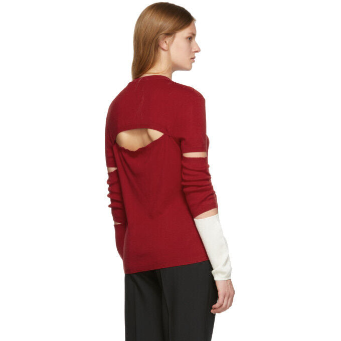 RUDI GERNREICH NWT 700 Red Off White Slit Long Sleeve Wool Ssense Knit Sweater S