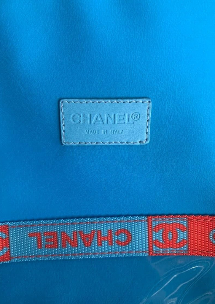 CHANEL Rare Vtg Spring 2002 Sport Line Blue Orange Nylon Purse Bag Backpack