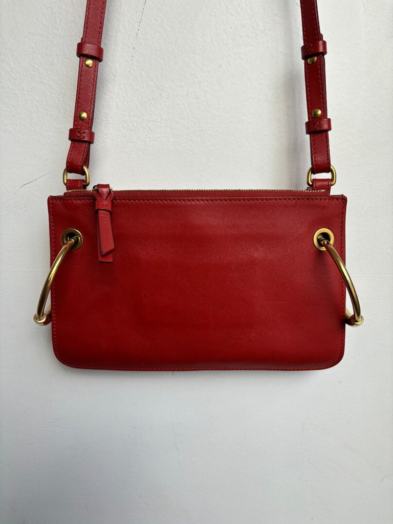 CHLOE Roy Mini Small Red Leather Gold Ring Shoulder Crossbody Bag Purse