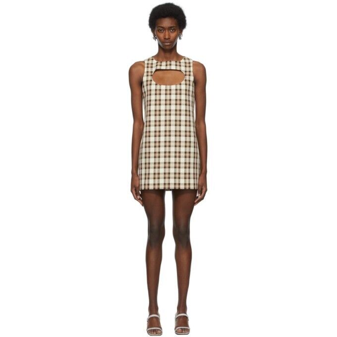 ASHLEY WILLIAMS Check Liv Dress In Brown/Beige XS/S