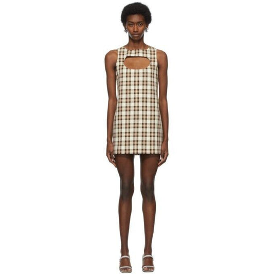 ASHLEY WILLIAMS Check Liv Dress In Brown/Beige XS/S