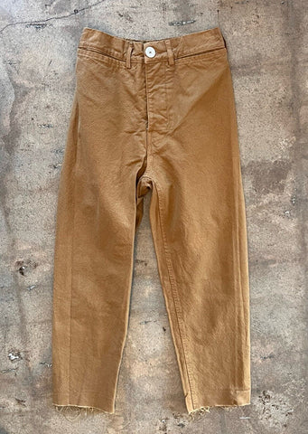 JESSE KAMM Sailor Wheat Khaki Brown Mustard Wide Leg High Waist Trouser Pant 0/2