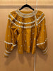 ULLA JOHNSON Tana Ochre Mustard Brown Shell Sequin Embellished Long Sleeve Top 0
