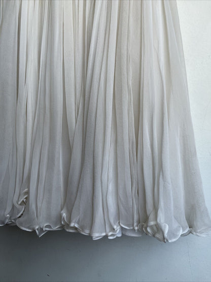 ALEXANDER MCQUEEN White Silk Plexi Flower-Embroidered Faille Mini Dress 40/2/4
