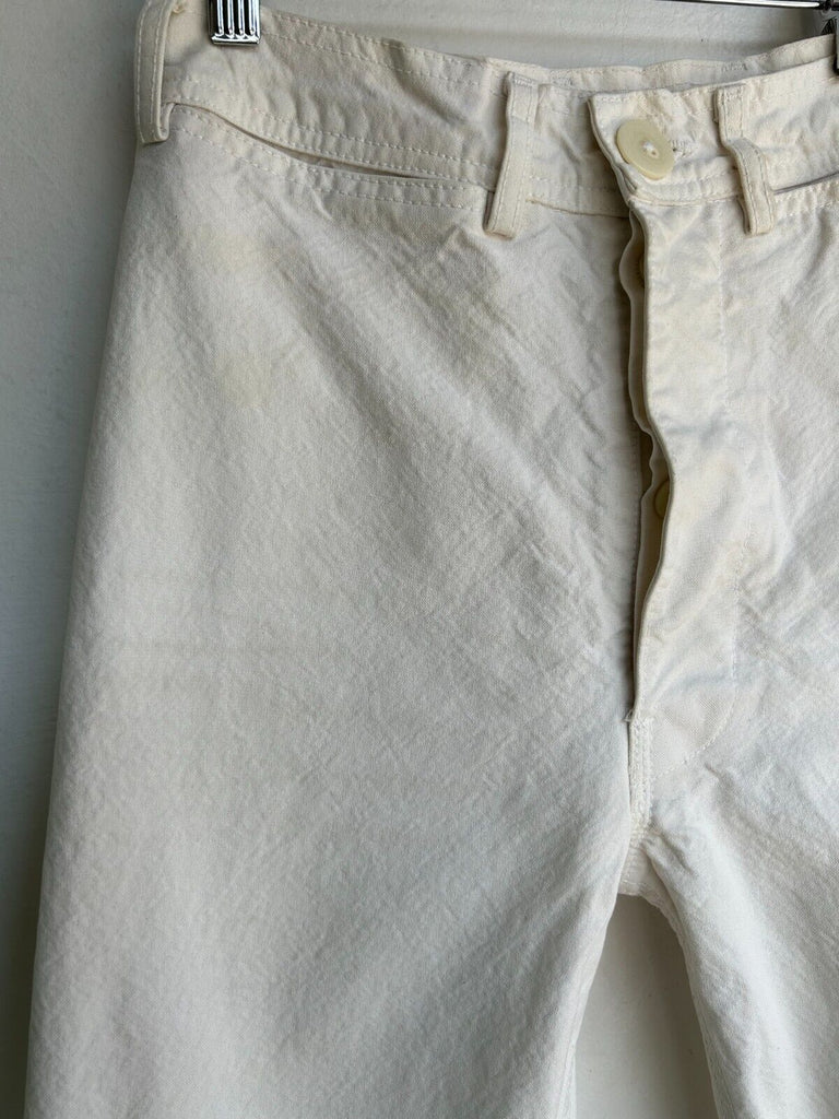 JESSE KAMM Rancher Natural Salt White Cotton Canvas Straight Leg Slim Pant 0