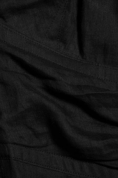 ISABEL MARANT Jaylee Black Gathered Ramie Linen Puff Sleeve Top Blouse 34/2/0