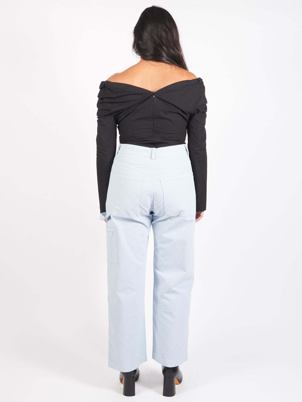 JESSE KAMM NWT Handy Smokey Light Blue Straight Blue Cargo Canvas Pant 6/8