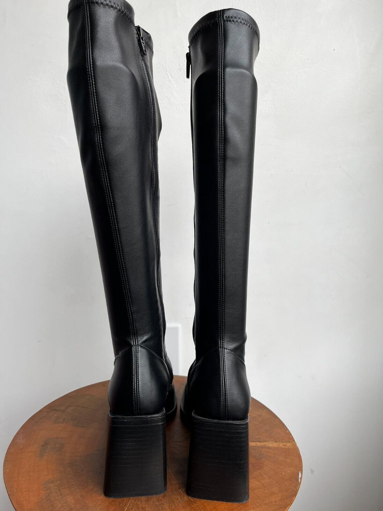 JUSTINE CLENQUET Ssense Eddie Black Burgundy Patent Leather Knee High Boots 37