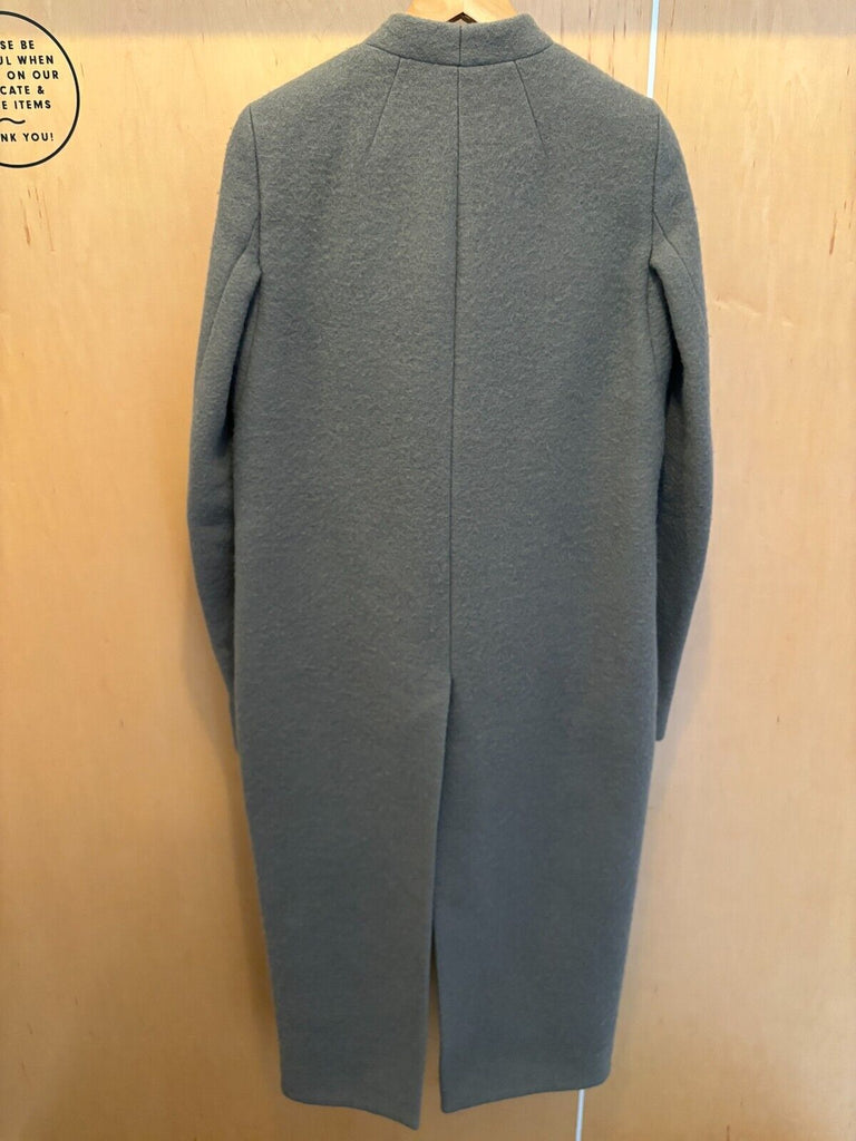 RICK OWENS Sisyphus FW 18 Gray Wool Fuzzy Snap Button Long Jacket Coat 42/6