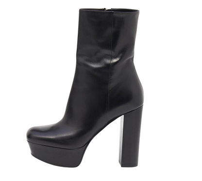 GUCCI Malaga Black Platform Square Toe Block High Heel Ankle Calf Boot 37.5