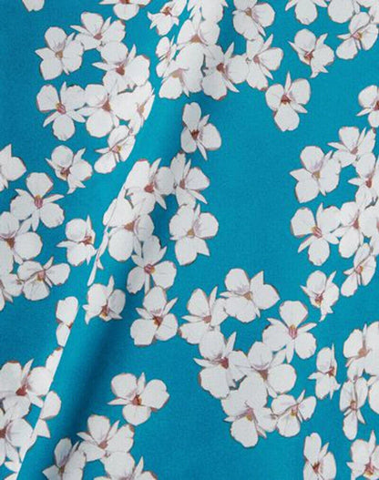 BORGO DE NOR Beatrice Blue Teal Floral Print Asymmetric Tier Midi Maxi Dress 8/4
