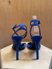 BALENCIAGA Blue Suede Silver Buckle Strappy Open Toe Stiletto Sandal Heel 37.5