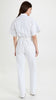 FRAME DENIM White Oversized Detail Short Sleeve Belted Denim Overall Jumpsuit S