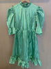 BATSHEVA $715 Prairie Light Metallic Green Ruffle 3/4 Sleeve Mini Dress 2