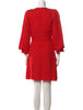 CELINE NWT Red White Polka Dot Crepe 3/4 Sleeve Mini Knee Length Dress 38/6