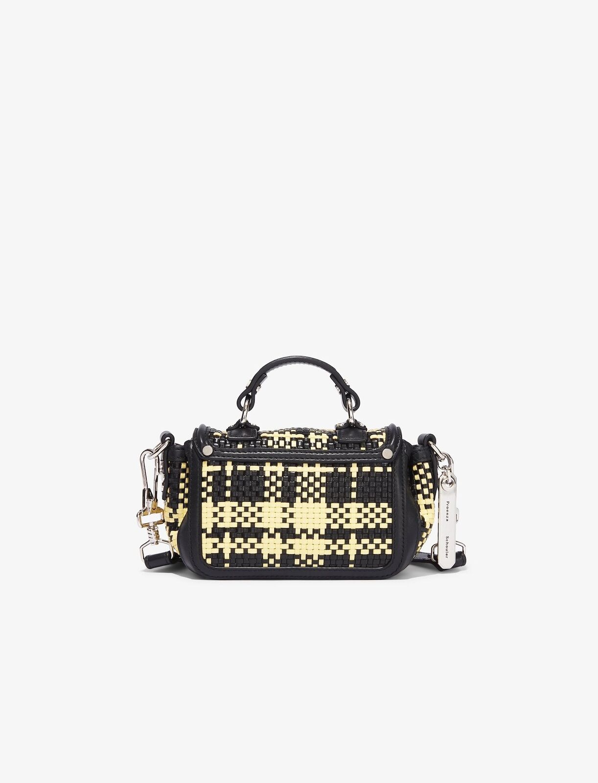 PROENZA SCHOULER PS1 Black Yellow Woven Leather Micro Hand Shoulder Bag Purse