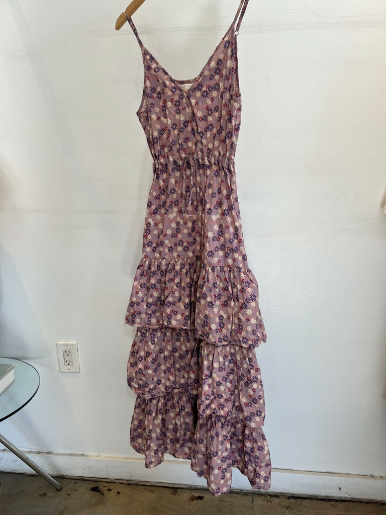 CHRISTY DAWN The London Purple Violet Floral Print Daisy Tiered Maxi Dress S