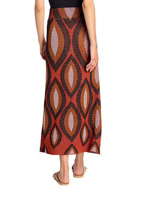 JOHANNA ORTIZ $750 Amamere Rooibos Brown Woven Knit Cotton Maxi Midi Skirt M