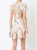 ZIMMERMANN Beige Linen Cotton Crisscross Open Back Floral Print Mini Dress 1/S