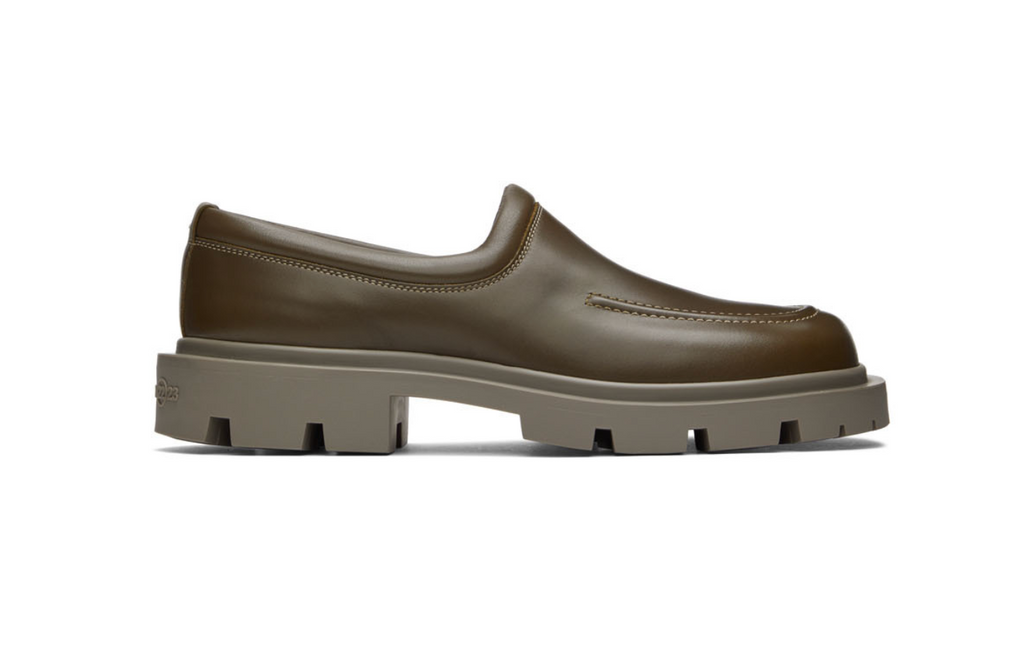 MAISON MARTIN MARGIELA NEW $910 Mens Khaki Sabot Leather Flat Shoe Loafers 44/12