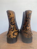 FREDA SALVADOR Joan Brown Brass Snakeskin Embossed Animal Ankle Boot 37.5/7.5