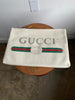 GUCCI Cream Off White Ivory Medium Logo Web Stripe Leather Pouch Clutch Purse