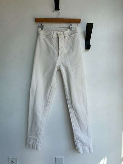 JESSE KAMM Rancher Natural Salt White Cotton Canvas Straight Leg Slim Pant 0