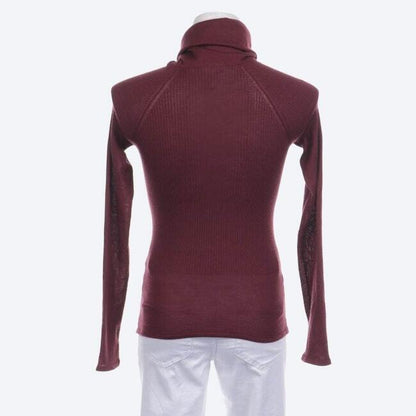 CHANEL Maroon Red Cashmere Silk Ribbed Knit Peplum Turtleneck Top Sweater 36/4