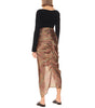 KHAITE NEW $1200 Louie Beige Red Satin Paisley Floral Print Ruched Midi Skirt 0