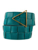 BOTTEGA VENETA Teal Blue Green Wide Woven Leather Waist Belt 70 cm / 22 inch