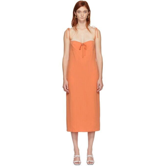 MARYAM NASSIR ZADEH MNZ Orange Serpentine Suiting Sleeveless Halter Midi Dress S