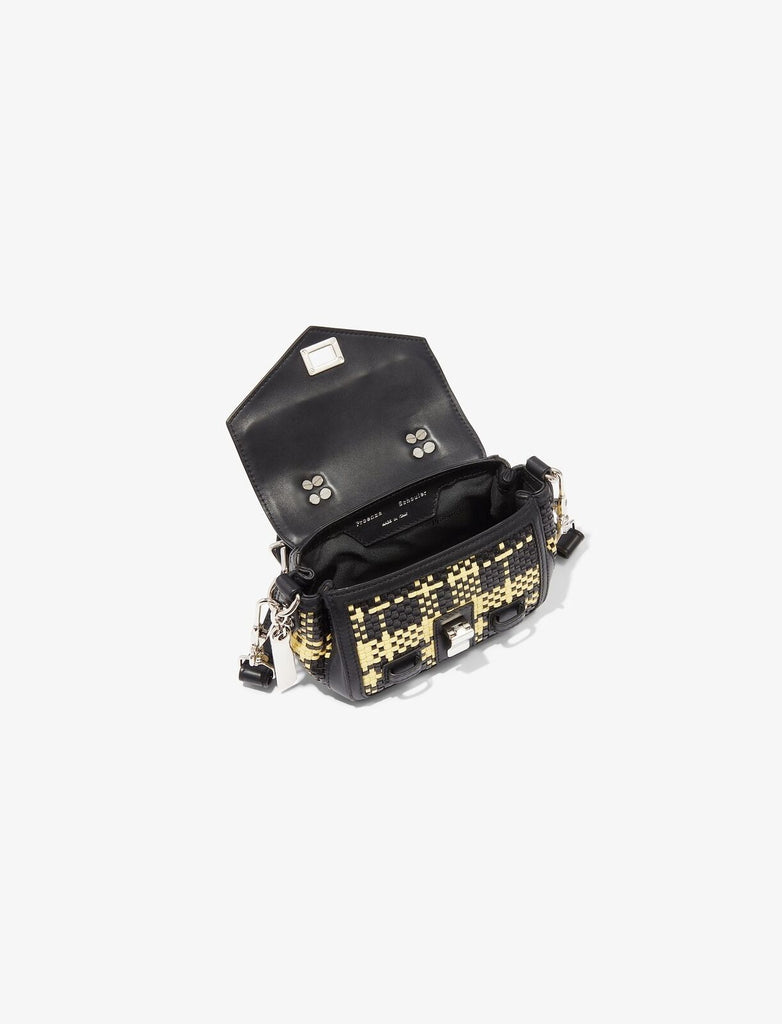 PROENZA SCHOULER PS1 Black Yellow Woven Leather Micro Hand Shoulder Bag Purse