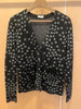 SAINT LAURENT Black Metallic Silver Star Print Knit V-Neck Sweater Cardigan XS