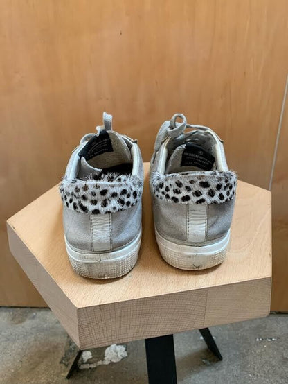 GOLDEN GOOSE May Suede Leather Pony CalfHair Animal Print White Black Sneaker 39