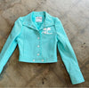 COURREGES NWT Vinyl ReEdition Vtg CC Logo Patent Moto Shiny Biker Jacket 34/2/0