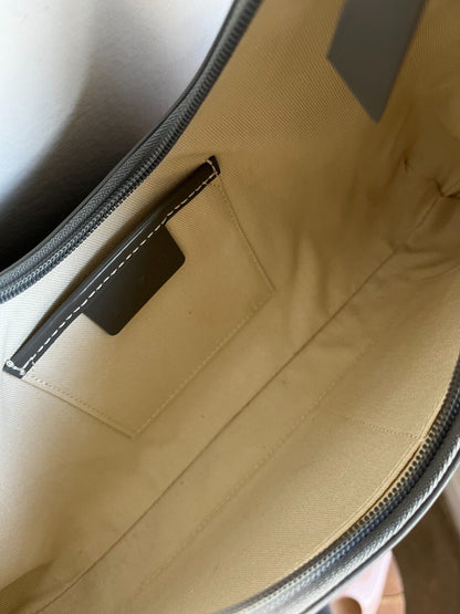 BY FAR Amber Grey Patent Leather Small Zip Hobo Shoulder Bag Purse