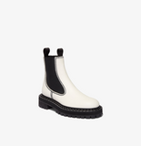PROENZA SCHOULER White Black Stitch Leather Lug Sole Chelsea Ankle Boot 37.5