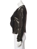 ISABEL MARANT Boston Black Embossed Sheepskin Leather Raw Moto Biker Jacket 34/2