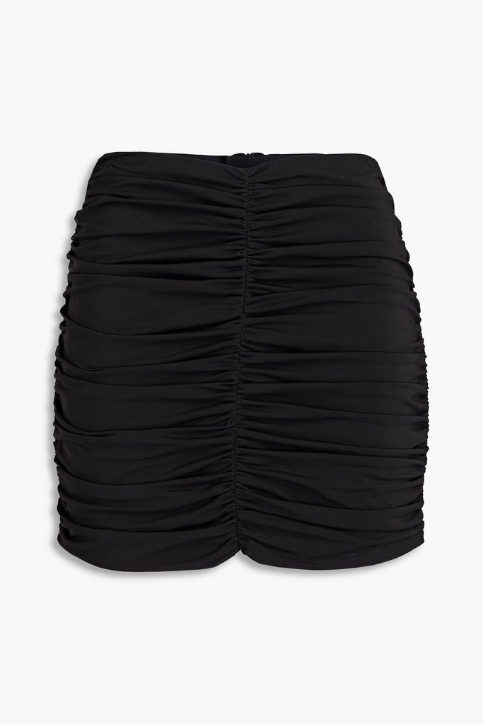ROSETTA GETTY NWT $975 Black Ruched Jersey Bodycon Stretch Mini Dress Skirt M