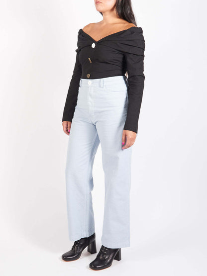 JESSE KAMM NWT Handy Smokey Light Blue Straight Blue Cargo Canvas Pant 6/8