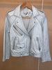 IRO Silver Metallic Iridescent Leather Asymmetric Zip Biker Moto Jacket 36/4/2