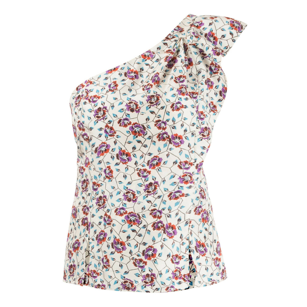 ISABEL MARANT Rowina White Floral One Shoulder Top Rachel Ruffle Skirt Set 34/0