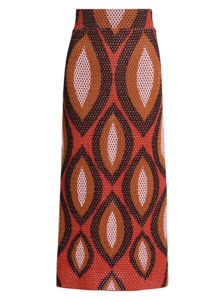 JOHANNA ORTIZ $750 Amamere Rooibos Brown Woven Knit Cotton Maxi Midi Skirt M