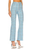 ALESSANDRA RICH NWT Blue Tweed Plaid Check Wool Flare Dress Pant Trouser 38/2/0