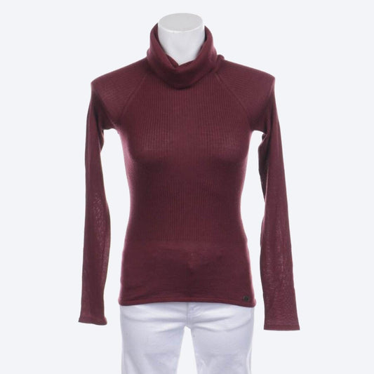 CHANEL Maroon Red Cashmere Silk Ribbed Knit Peplum Turtleneck Top Sweater 36/4